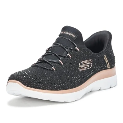 Image of Skechers Womens Slip Ins: Summits Diamond Dream Runners Black/Rose Gold 7 UK