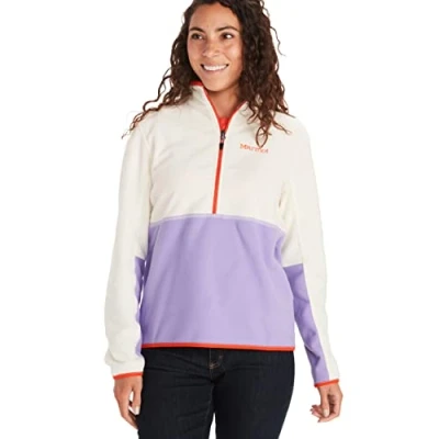Image of MARMOT Women&#039;s Rocklin 1/2 Zip Fleece Jacket, Papyrus/Paisley Purple, S