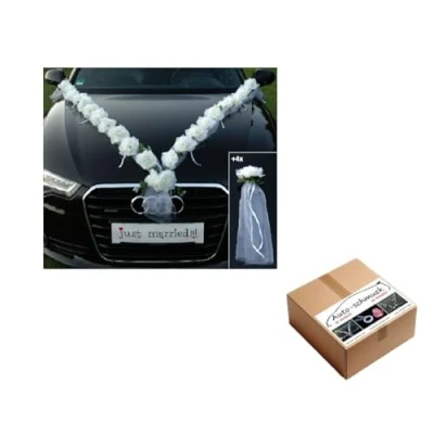 Image of Autoschmuck Rose Garland Car Decoration, Wedding/Bridal White