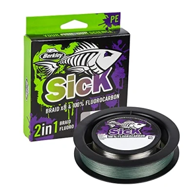 Image of Berkley Sick Braid and Fluorocarbon Leader Pack Combo of Super Smooth 8 Strands Braided Fishing Line Fast Sinking, Invisible Fluoro Carbon Wire. For Freshwater Saltwater Sea