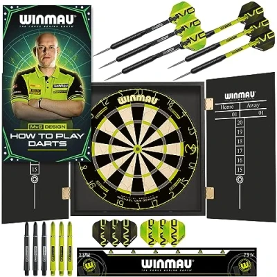 Image of WINMAU Michael van Gerwen MvG Cabinet Set including Dartboard, Cabinet, Darts and Accessories