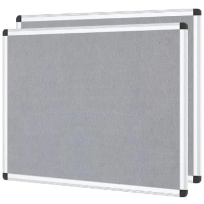 Image of VIZ PRO Notice Board Felt Grey, 2 Pack, 90x60cm, Silver Aluminium Frame