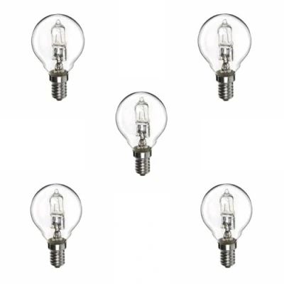 Image of Swan Lightbulbs Low Energy Halogen Golf Ball 18W E14 Clear Bulbs, Pack of 5