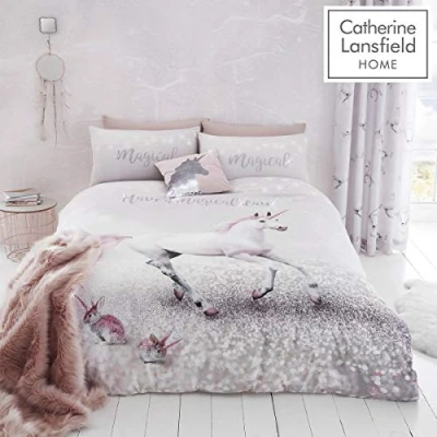 Image of Catherine Lansfield Enchanted Unicorn Easy Care King Duvet Set Pink