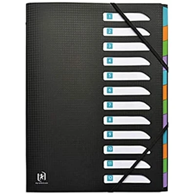 Image of Elba Memphis 100209000 Folder A4 Polypropylene 0.5 mm Back Cover with 3 Flaps 12 Compartments Black