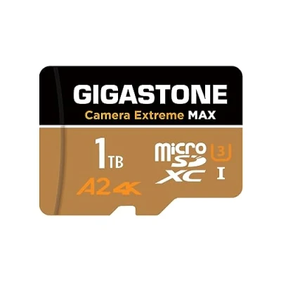Image of [5 Yrs Free Data Recovery] GIGASTONE 1TB Micro SD Card, Camera Extreme MAX, Up to 160/140 MB/s, MicroSDXC Memory Card for DJI, Gopro, Insta360, Dashcam, 4K Video, UHS I A2 V30 U3 with Adapter