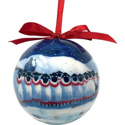 Image of Sheep Christmas Bauble by Thomas Joseph Ornament Ball Tree Decoration We Wish Ewe A Merry