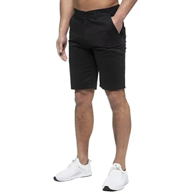 Image of 989Zé ENZO Mens Chino Shorts Cotton Regular Fit Summer Casual Smart Half Pants EZS429 Black 36