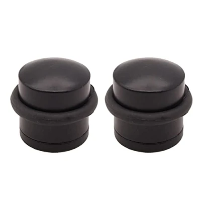 Image of Door Stop Dome Solid Floor Mounted Matt Black Pack of 2