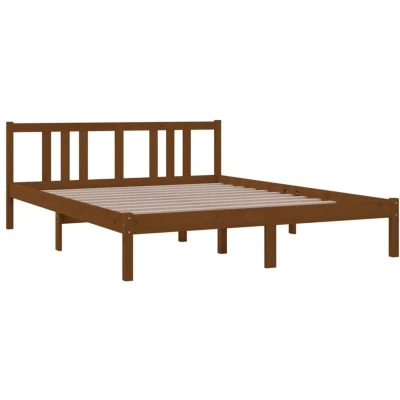 Image of vidaXL Bed Frame without Mattress Honey Brown Solid Wood 150x200 cm King Size