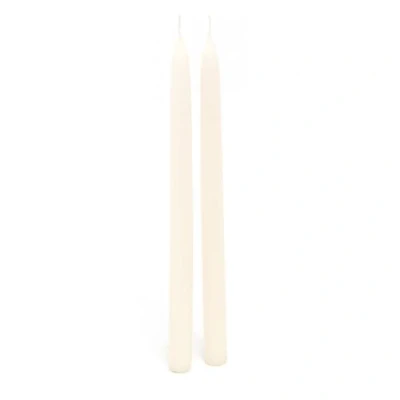 Image of Pair Of White Tapered Dinner Candles Traditional Tall Unscented 2 Hand dipped Taper 30cm Colour Varies