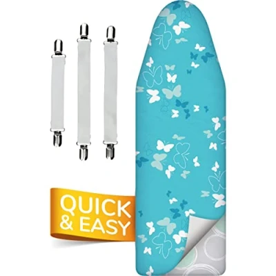 Image of smart&amp;gentle Super Soft 5 Layer Turbo Ironing Board Covers 135 x 45 50% faster with High Speed Steam Reflection, 100% Cotton Top, 140 40, Made in EU, sizes, XXL for Dimensions 130 38 cm