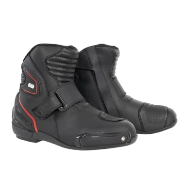 Image of Oxford Men&#039;s Omega Air Short Motorcycle Boots, Black/White/Red, 9 UK