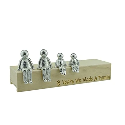 Image of 3rd Anniversary Idea 3 Years We Made A Family Metal Ornament Choose Your Combination Box &amp; Woodgrain May Vary(2 children)