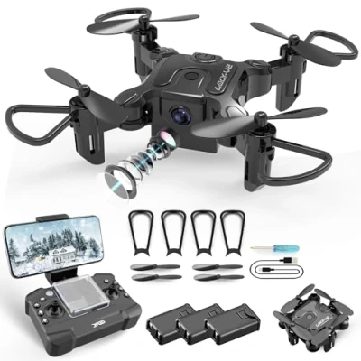 Image of 4DRC Mini Drone with 720p Camera for Kids and Adults, FPV Beginners RC Foldable Live Video Quadcopter,App Control,3D Flips Headless Mode,One Key Return,Altitude Hold,3 Modular Batteries