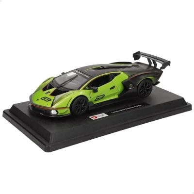 Image of Bburago B18 28017 Essenza SCV12 1:24 Scale Incredibly Detailed Replica Super Lamborghini Collectible Die cast Car, Green/Black