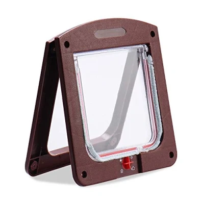 Image of PETCUTE cat flaps for Glass Door upvc Dog Pet 4 Way Locking easy installation Brown