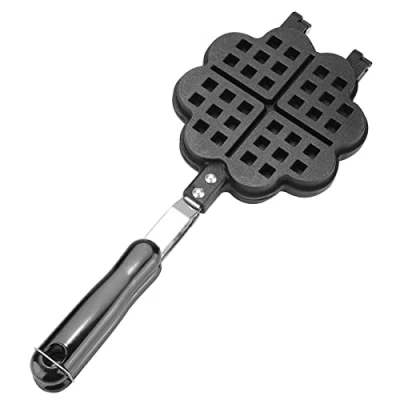 Image of Diyeeni Non Stick Waffle Iron for Heart Shaped Waffles, PTFE Coating, Plastic Handle Protector Against Burn, Lifespan, Belgian Waffles Maker Home