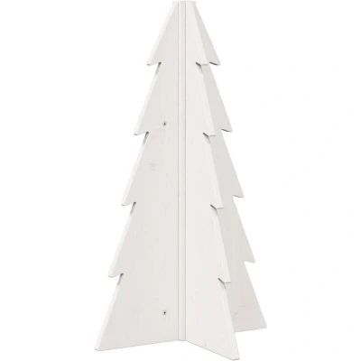 Image of vidaXL Wooden Christmas Tree for Decoration White 69.5 cm Solid Wood Pine