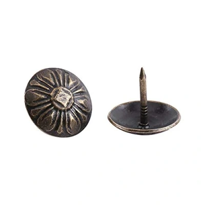 Image of Upholstery nail, Hilitand 100 Pcs Tacks, Furniture Nails Pins, Sofa Rivet Craft Thumbtack Tack, Antique Brass (16x15mm)