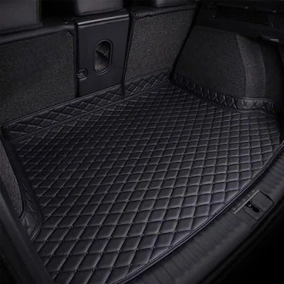 Image of Car Leather Boot Liner Mats for Toyota BZ4X 2022 2025, Auto Rear Trunk Carpet Protector Pad Custom Artificial Waterproof Accessories,E/Black