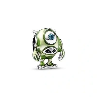 Image of Pandora Disney Pixar Monsters Inc Mike sterling silver charm with icy green crystal and enamel