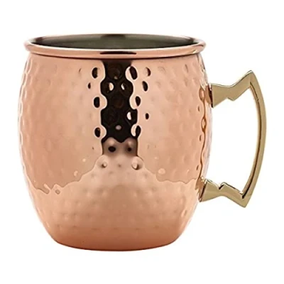 Image of Genware NEV BCM550 Barrel Copper Mug, Hammered, 55 cl/19.25 oz.
