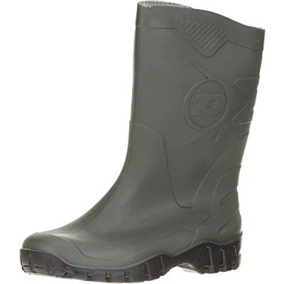 Image of DUNLOP Short Leg Half Height Wellies Easier On &amp; Off Good For Wider Calf Fitting,Green/Black Sole,9 UK