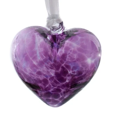 Image of Small Purple Handmade Recycled Glass Ornamental Friendship Heart