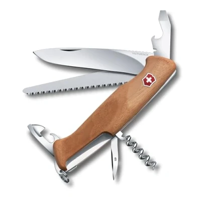 Image of Victorinox Ranger Wood 55 Swiss Army Knife, Large, Multi Tool, 10 Functions, Locking Blade,