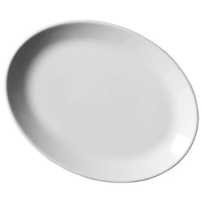 Image of Genware Royal Oval Plates 36cm Pack of 6 14inch Dinner Plates, White Porcelain Commercial Quality Tableware by