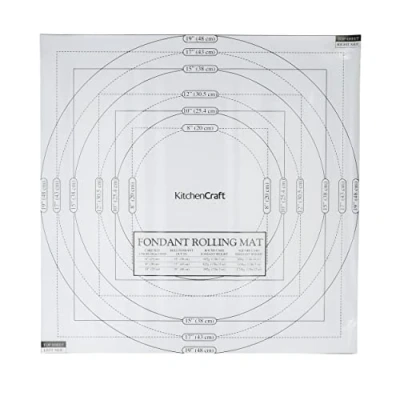 Image of KitchenCraft Sweetly Does It Fondant Icing Rolling Mat with Measurements, Mixture of Several Materials, White, 50 x cm