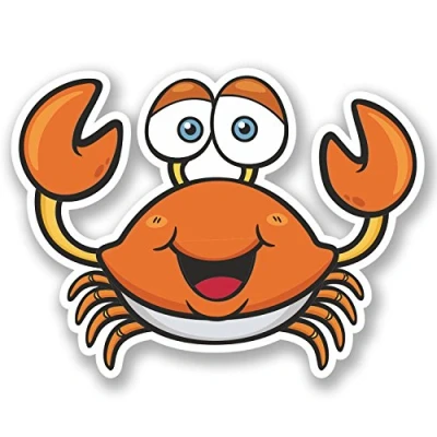 Image of 2 x 10cm Happy Crab Vinyl Sticker Bike Laptop Car Kids Sea Diving Fun #5230 (10cm Wide 7.5cm Tall)