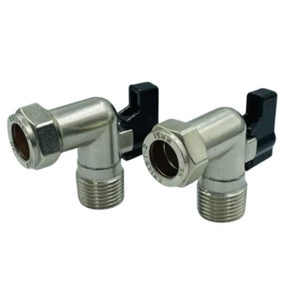 Image of UKDeals direct® 15mm x 1/2&quot; Elbow Isolation Valve Ball o fix Valves 90 Bend Full Bore Black Lever for Flexible Hose Suitable HOT &amp; Cold WRAS Approved Pack of 2