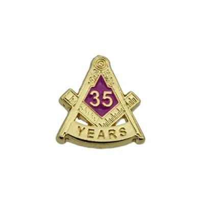 Image of Masonic 35 Years Anniversary Freemasons Square and Compasses Lapel Pin LP150