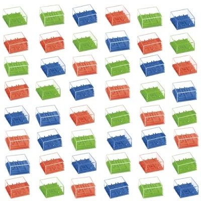 Image of THE TWIDDLERS 48 Mini Maze Puzzle Cubes, UV Reactive Games, Kids Brain Teaser Challenge, Perfect Science Party Bag Favours, Cracker Stocking Fillers, Cool Classroom Rewards for 6 to 10 Year Olds