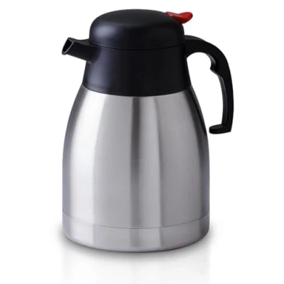 Image of Amari Bargains Coffee Carafe Double Walled Vacuum Jug Insulated Pump Flask Carafe, Coffee, Tea, Soup Dispenser, Stainless Steel Thermal Teapot (2 LTR)