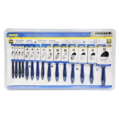 Image of Set of 15 Professional Paint Brush with Synthetic Bristles, Suitable for Smooth Finish Emulsion, Gloss, Varnish, Walls, Fence Paint, Ceilings, Wood, Metal, Painting Tools Home Improvement