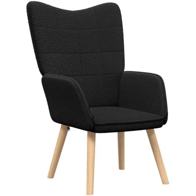 Image of vidaXL Relaxing Chair Black Curly Wool like Fabric