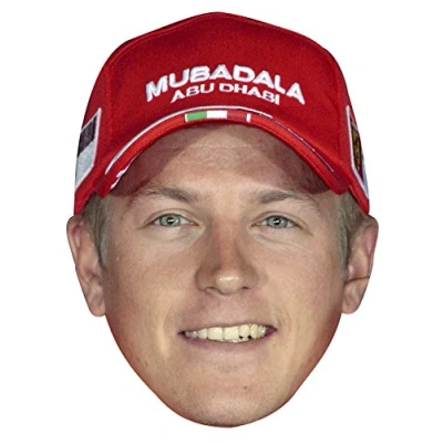 Image of FoxyPrinting KIMI RAIKKONEN MUBADALA CAP JB Formula 1 Driver Fancy Dress Cardboard Celebrity Party Face Mask