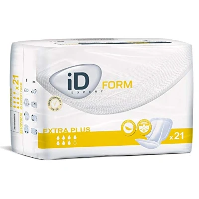 Image of iD Expert Form Disposable Extra Plus Incontinence Pads, Men&#039;s and Women&#039;s, Briefs, Anti Leak Protection, Wetness Indicator, Odour Control, 2350ml, 21 Pads