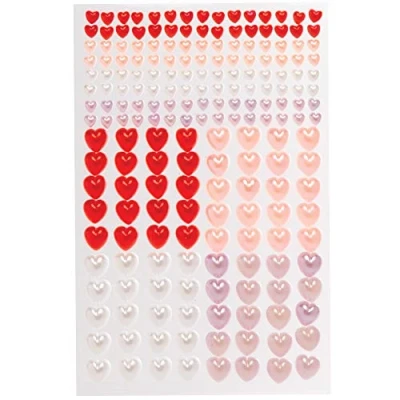 Image of Baker Ross AT408 Self Adhesive Heart Pearls Pack of 200, Embellishments, Decorations and Stick ons for Scrapbooking Arts Crafts Supplies
