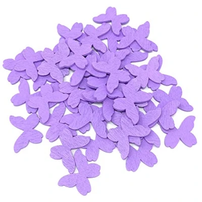 Image of Purple 20mm Wooden Confetti Butterflies Shabby Chic Craft Scrapbook Vintage Butterfly (50)