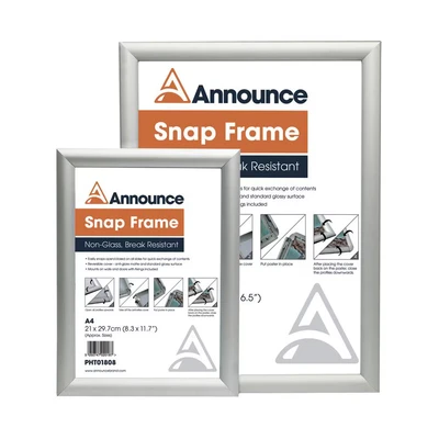 Image of Announce A3 Snap Frame (25mm Anodised Aluminium Frame, Wall Fixings Included) PHT01809