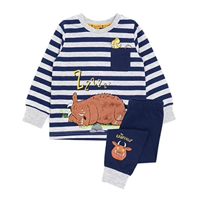 Image of The Gruffalo Pyjamas Baby Kids Fur &amp; Mouse Blue Grey Long Sleeve T Shirt Trousers Pjs Set Book Illustrations Clothing Merchandise, 5 6 Years