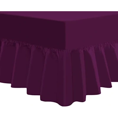 Image of Luxury Extra Deep Frilled Fitted Sheet Available in 14 Colours (Double, Plum/Purple)