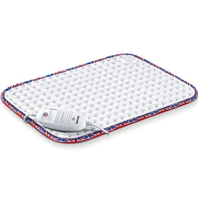 Image of Beurer HK UK heat pad Electric for relaxation 3 electronically regulated temperature settings Machine washable Automatic switch off Union Jack trim