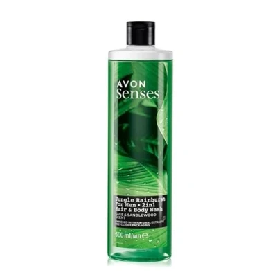 Image of Avon Senses 2 in 1 Hair &amp; Body Wash Jungle Rainburst Sage &amp;Sandlewood Scent