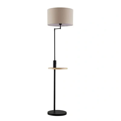 Image of Floor Lamp &#039;Zinia&#039;with USB Socket (Modern) in Black Made of Metal for e.g. Living Room &amp; Dining (1 Light Source, E27) from Lindby Standard