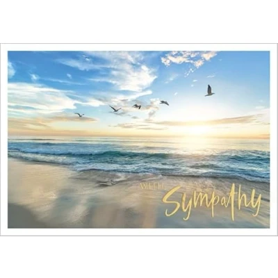 Image of Abacus Cards Sympathy Card Seagulls and Waves Seascape Embossed with a Foil Finish Eco Friendly Recyclable